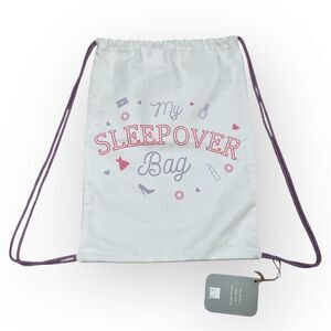 RGI Home, My Sleepover Bag, Girl’s White Drawstring Bag Pink & Purple NWT *FLAW*